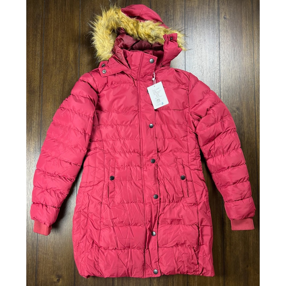 Szory Womens Red Puffer Parka Faux Fur Hood Quilted Winter Jacket MF020 Size M